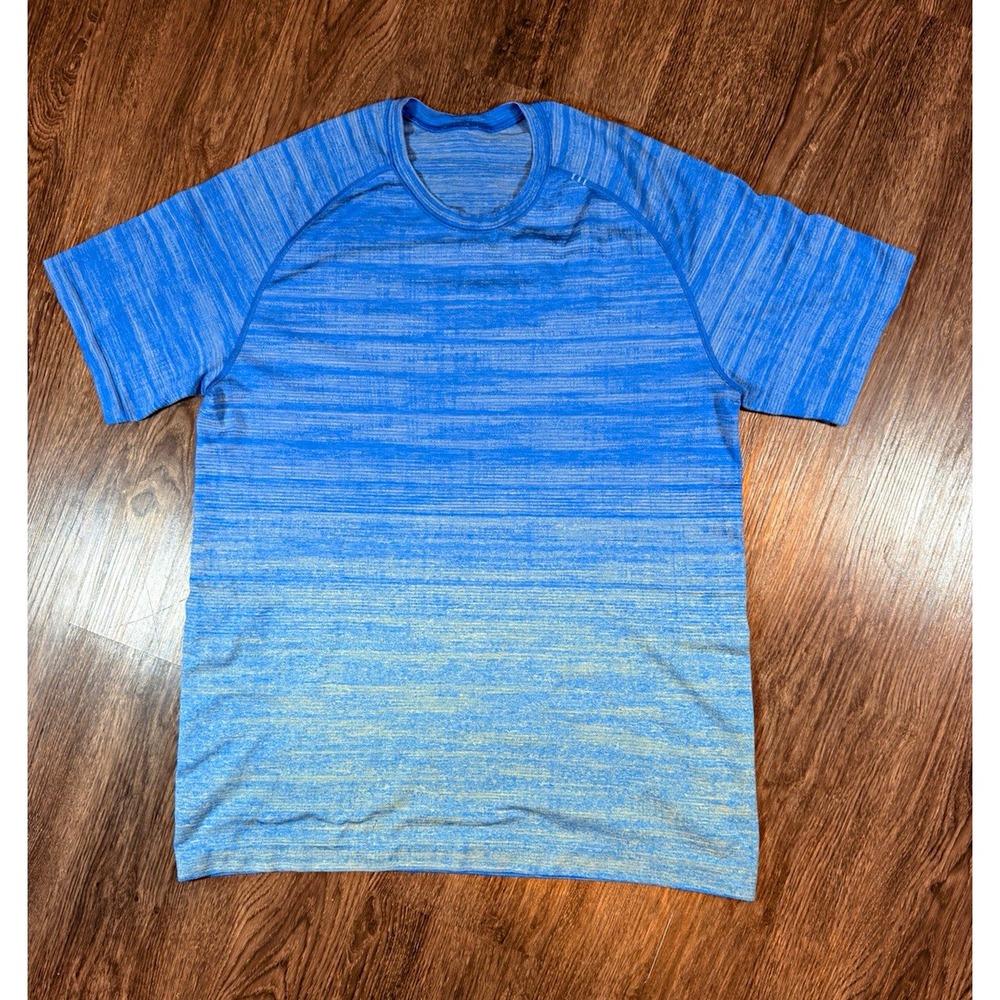 Lululemon Athletic Running Shirt Blue Short Sleeve Performance Tee 23" Pit